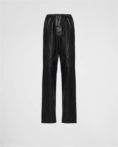 prada womens leather trousers|Prada trousers women's.